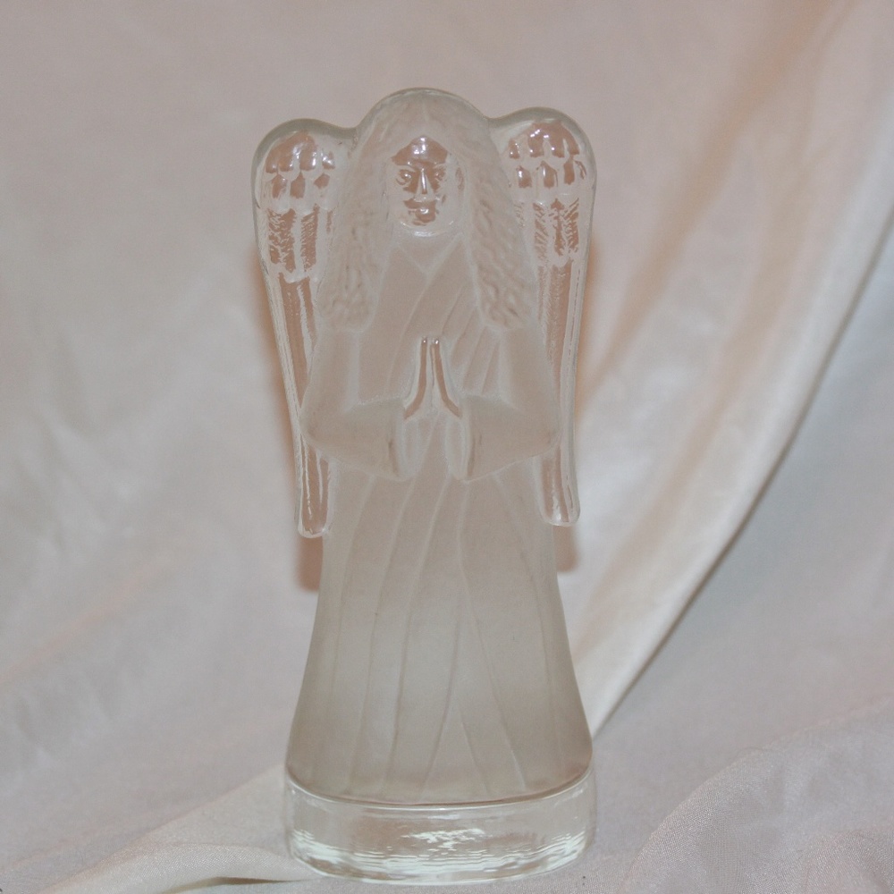 Nybro Sweeden Frosted Glass Angel Tea Light Holder